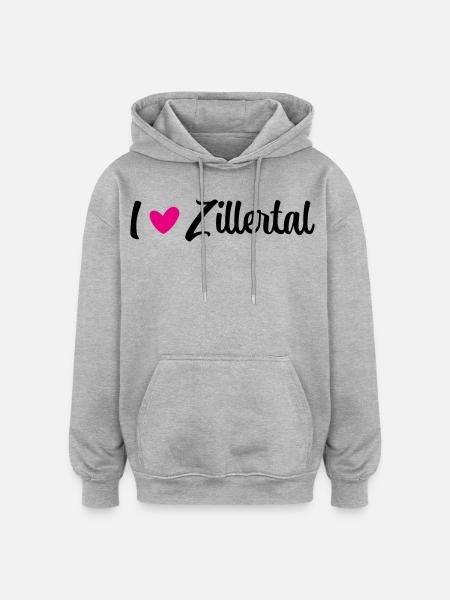 I love Zillertal - Oversized Unisex Hoodie - Grau meliert