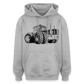 Tracteur Géant - Sweat à capuche oversize unisexe - gris chiné - Devant - Noah (186cm)