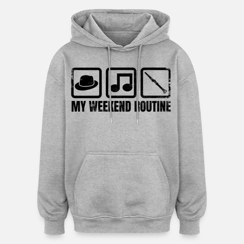 Ma routine du week-end - Sweat à capuche oversize unisexe - gris chiné