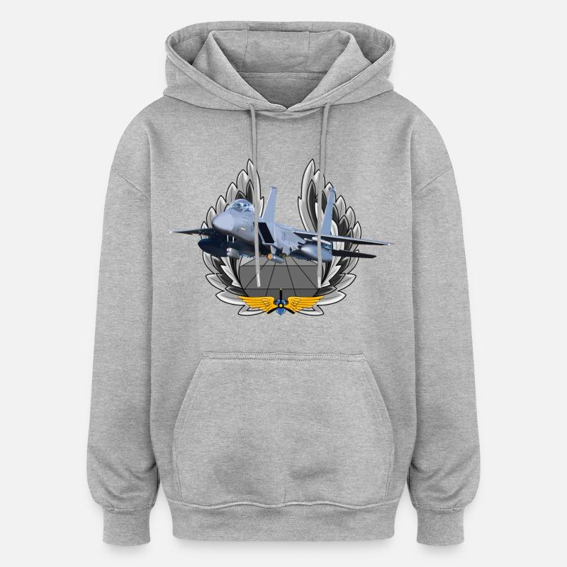 F-15 Eagle - Sweat à capuche oversize unisexe - gris chiné