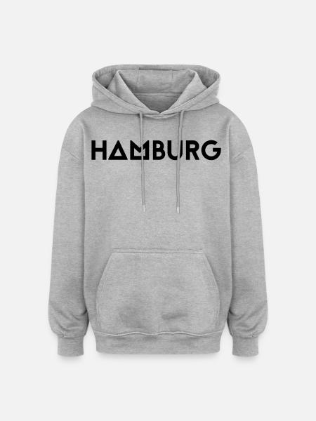 HAMBOURG - Sweat à capuche oversize unisexe - gris chiné
