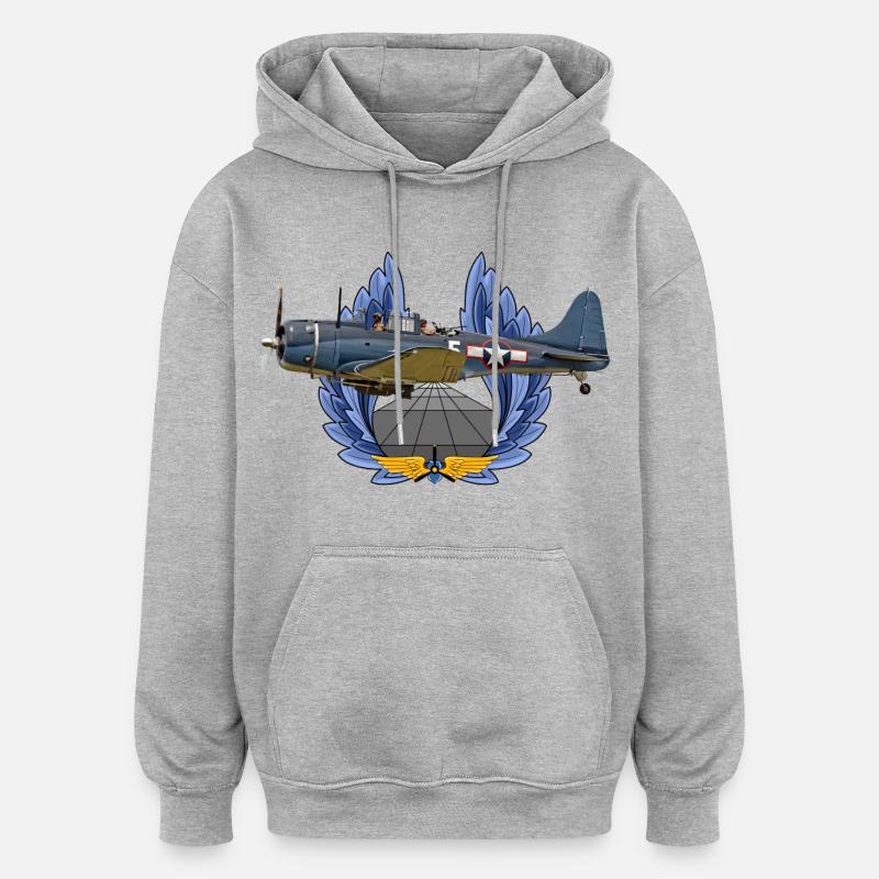 SBD Dauntless - Sweat à capuche oversize unisexe - gris chiné