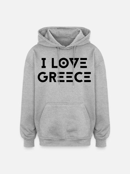 J’AIME LA GRÈCE - Sweat à capuche oversize unisexe - gris chiné