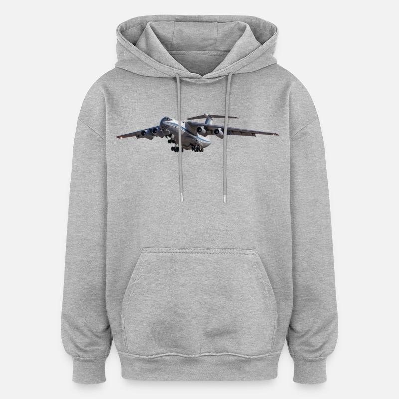 IL-76 - Sweat à capuche oversize unisexe - gris chiné