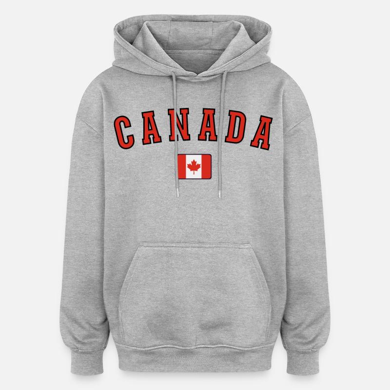 Drapeau du Canada, fierté canadienne - Sweat à capuche oversize unisexe - gris chiné