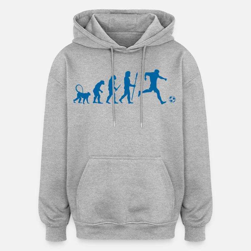 Évolution d’un joueur de football - Sweat à capuche oversize unisexe - gris chiné