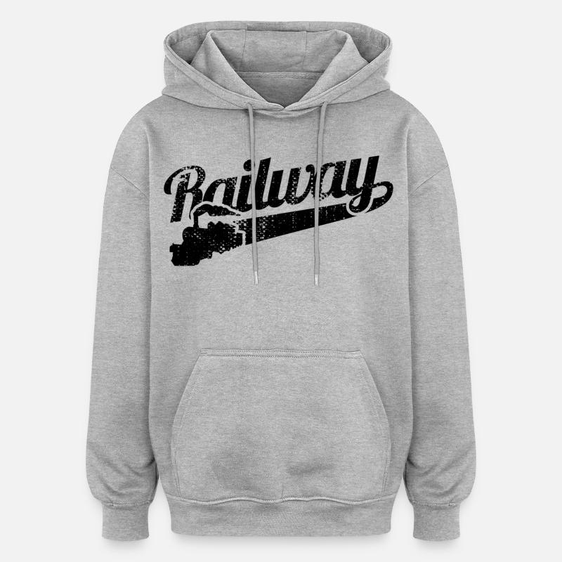 Chemin de fer - Sweat à capuche oversize unisexe - gris chiné