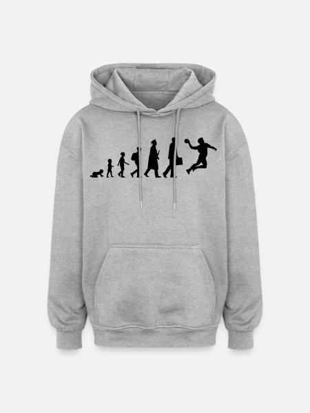 Die Entwicklung eines Handballers - Oversized Unisex Hoodie - Grau meliert