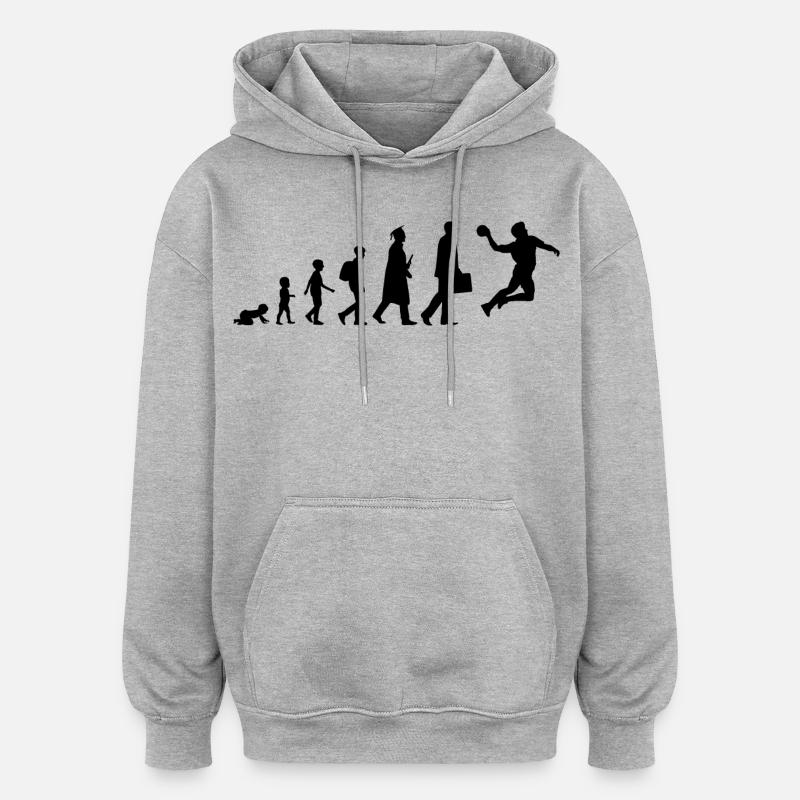 Die Entwicklung eines Handballers - Oversized Unisex Hoodie - Grau meliert