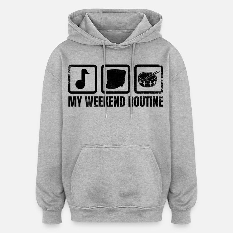 Ma routine du week-end - Sweat à capuche oversize unisexe - gris chiné