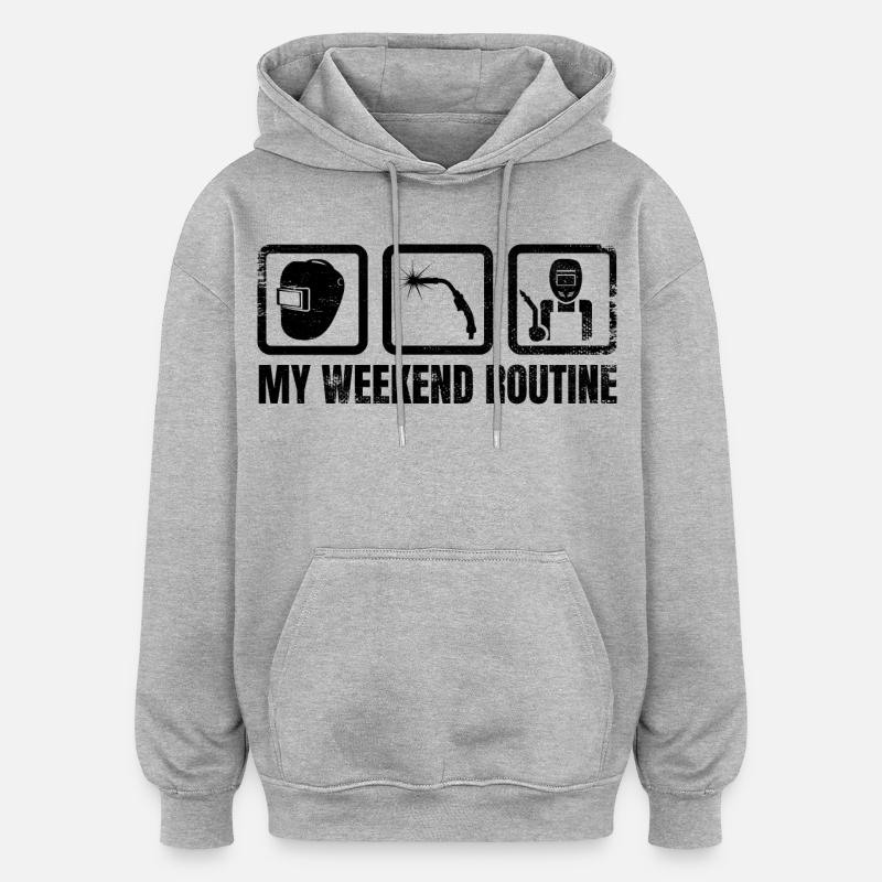 My weekend routine - Oversized Unisex Hoodie - heather grey