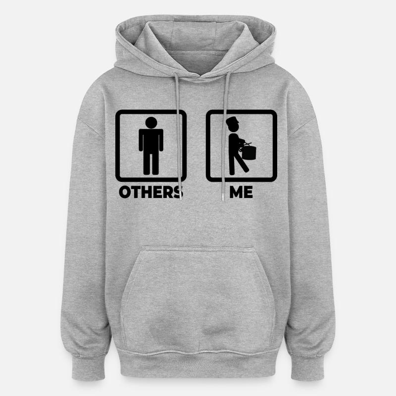 Figurine de bâton de batteur - Sweat à capuche oversize unisexe - gris chiné