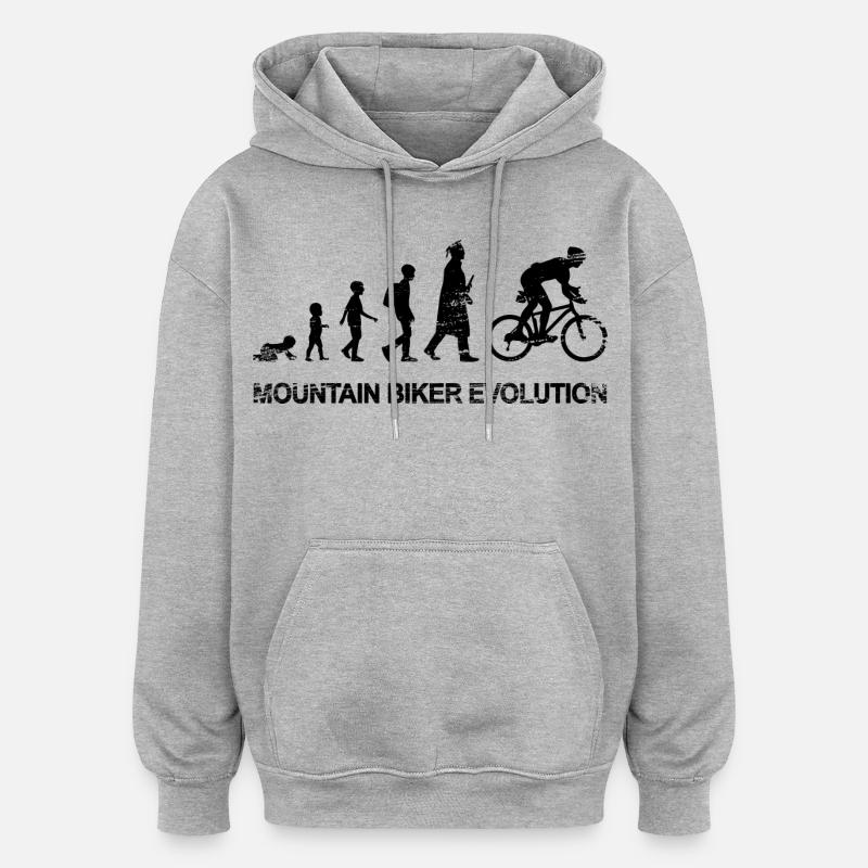 Entwicklung eines Mountainbikers - Oversized Unisex Hoodie - Grau meliert
