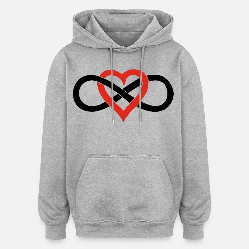 Amour infini (noir) - Sweat à capuche oversize unisexe - gris chiné