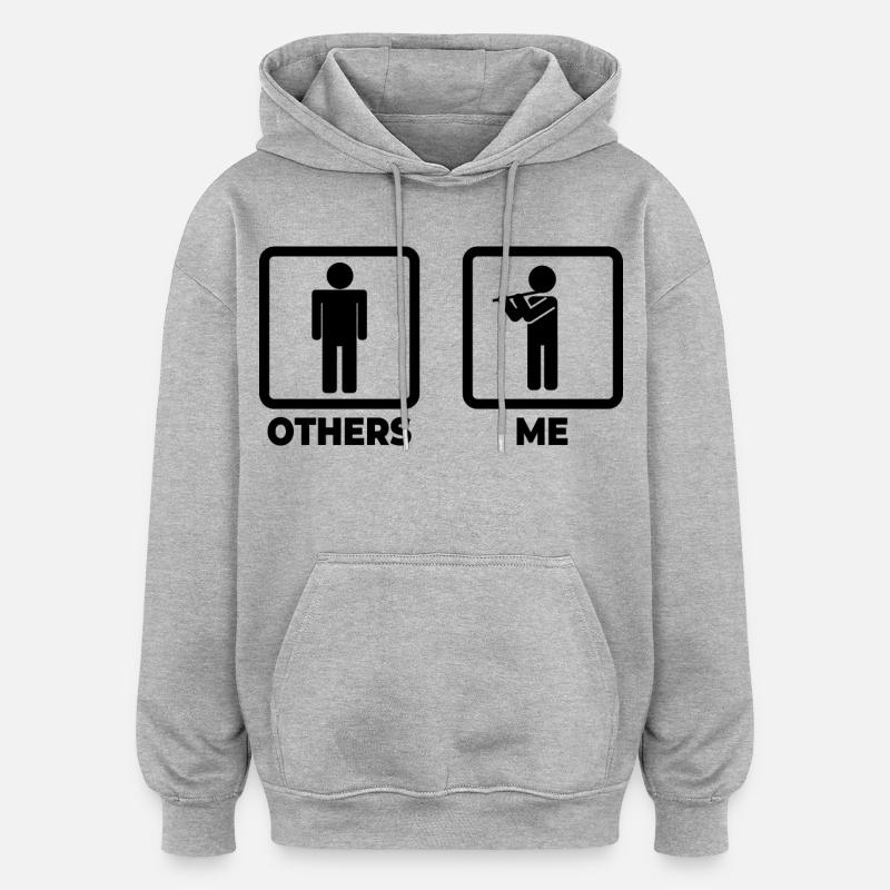 Figurine de bâton de flûte - Sweat à capuche oversize unisexe - gris chiné