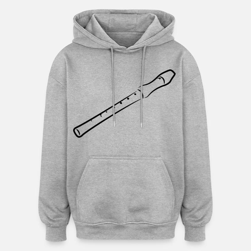 Dessin de flûte - Sweat à capuche oversize unisexe - gris chiné