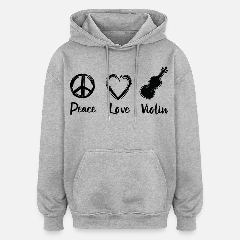 Paix Amour Violon - Sweat à capuche oversize unisexe - gris chiné