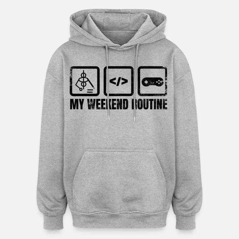 Game Designer Wochenendroutine - Oversized Unisex Hoodie - Grau meliert