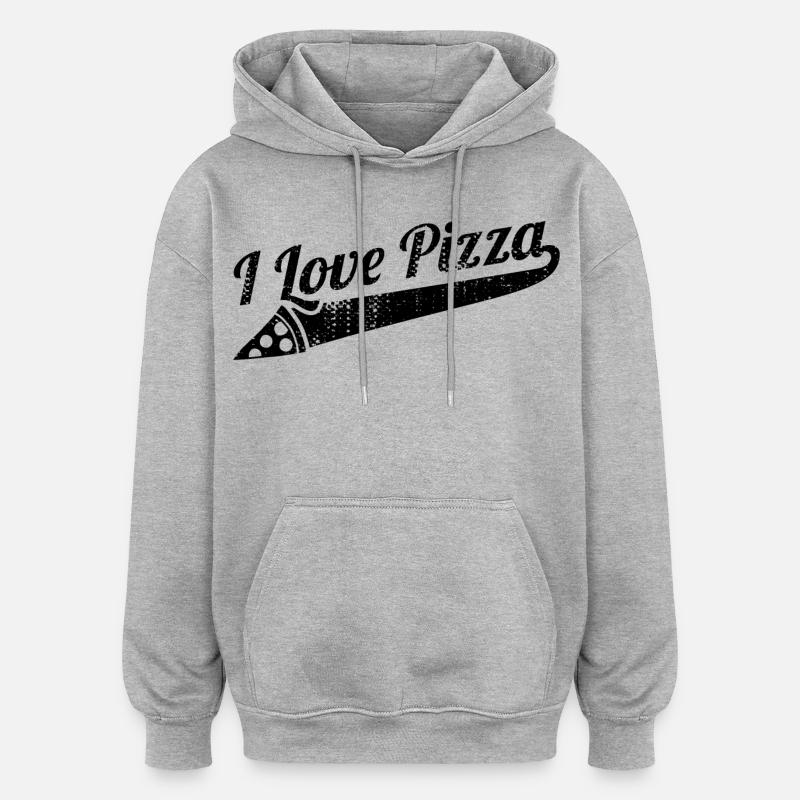 Citation d’un passionné de pizza - Sweat à capuche oversize unisexe - gris chiné