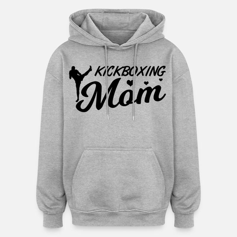 Maman kickboxeuse - Sweat à capuche oversize unisexe - gris chiné