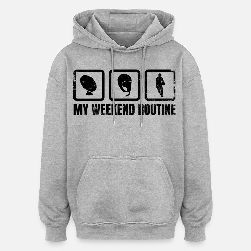 Rugbyspieler Wochenendplan - Oversized Unisex Hoodie - Grau meliert