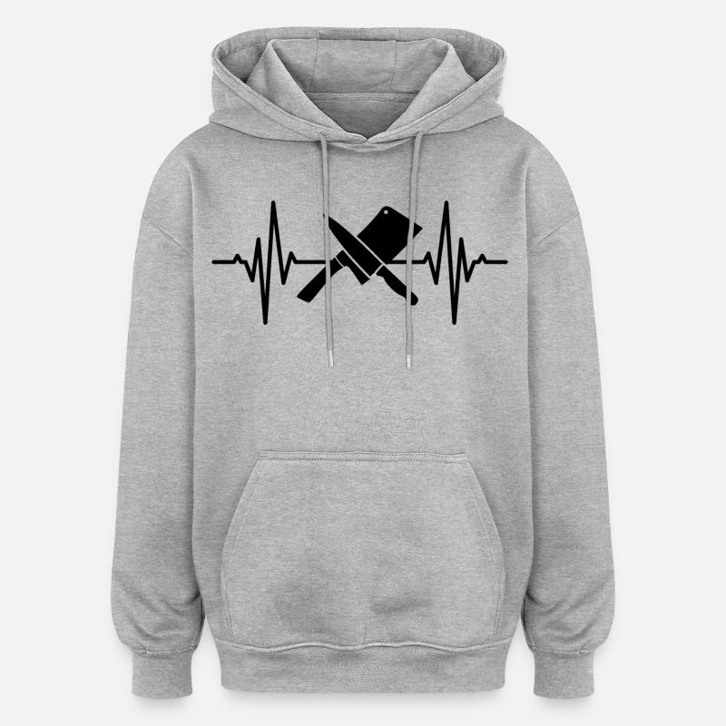 Palpitations cardiaques de couperet - Sweat à capuche oversize unisexe - gris chiné