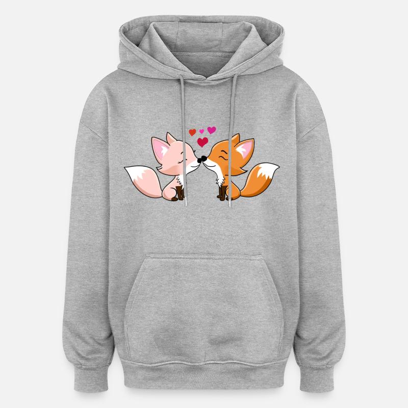 Amoureux des renards - Sweat à capuche oversize unisexe - gris chiné