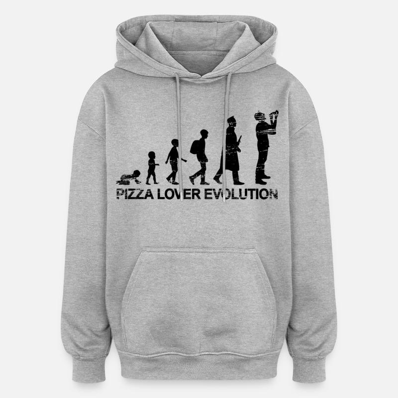 Pizza Lover Evolution - Oversized Unisex Hoodie - Grau meliert