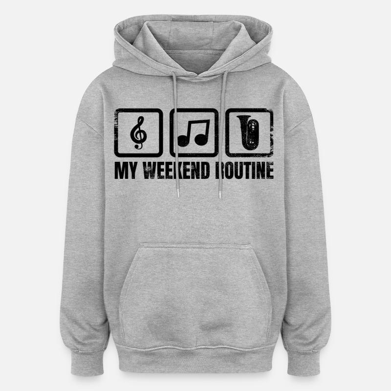 Meine Wochenendroutine - Oversized Unisex Hoodie - Grau meliert