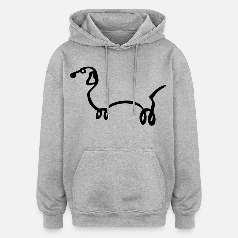 Esquisse du chien noir - Sweat à capuche oversize unisexe - gris chiné