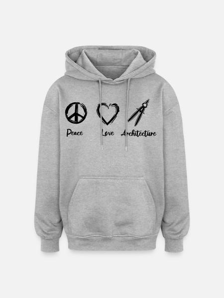 Peace Love Architecture - Oversized Unisex Hoodie - heather grey