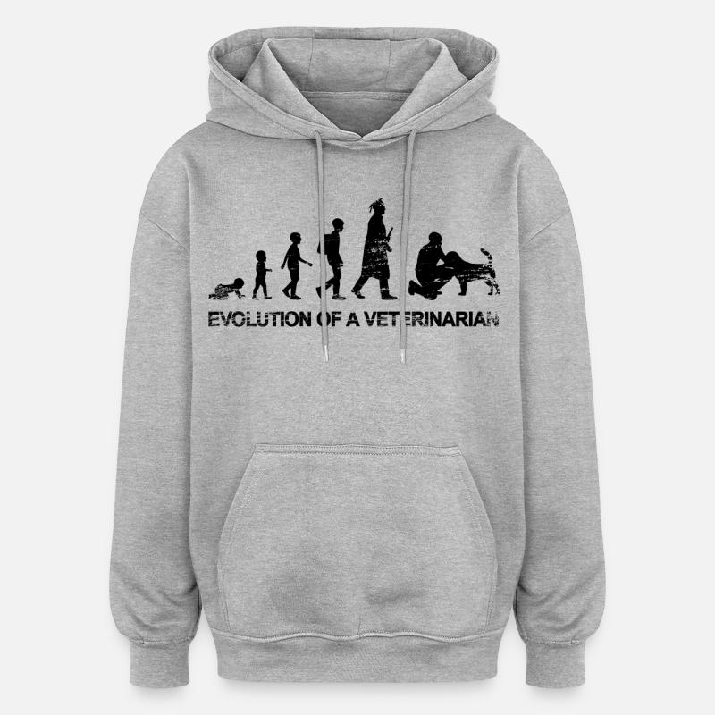 Evolution eines Tierarztes - Oversized Unisex Hoodie - Grau meliert
