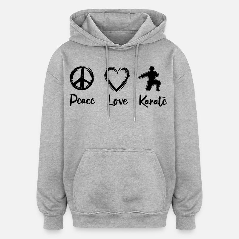 Karaté Amour - Sweat à capuche oversize unisexe - gris chiné