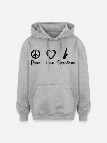 Ich liebe Saxophon - Oversized Unisex Hoodie - Grau meliert