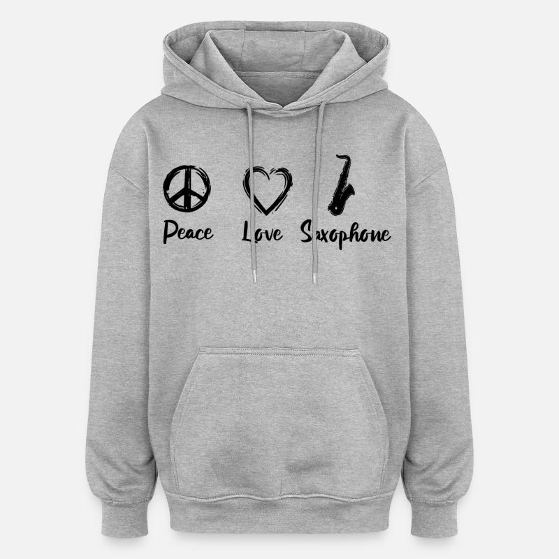 J’adore le saxophone - Sweat à capuche oversize unisexe - gris chiné