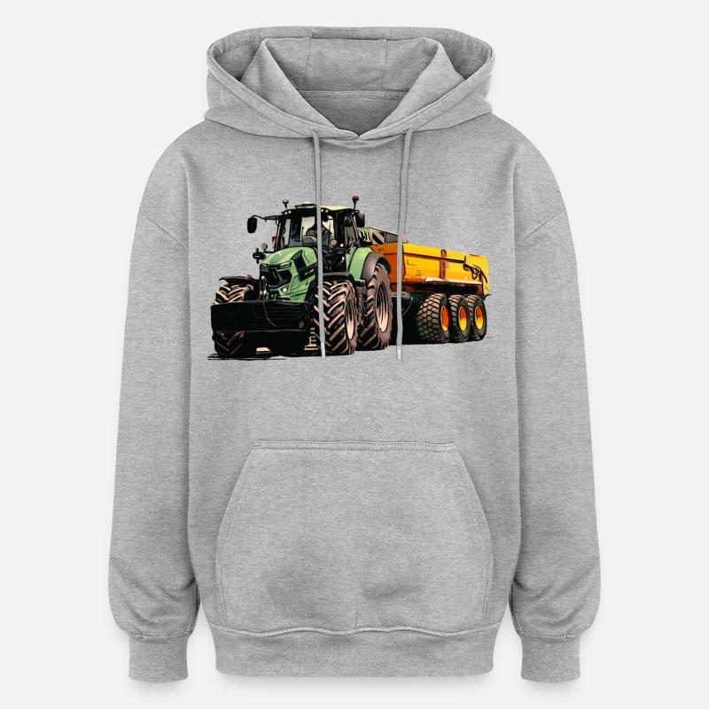 Deutz avec remorque benne - Sweat à capuche oversize unisexe - gris chiné