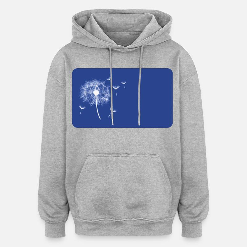 Bleu pissenlit - personnalisable - Sweat à capuche oversize unisexe - gris chiné