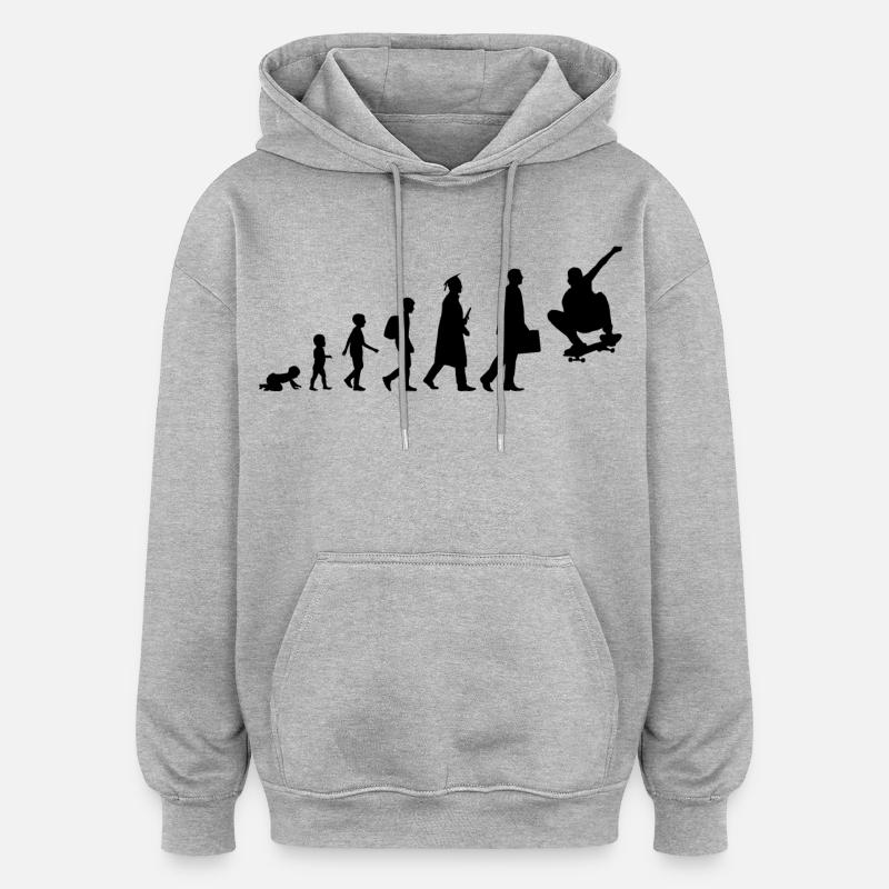 Évolution du skateur - Sweat à capuche oversize unisexe - gris chiné
