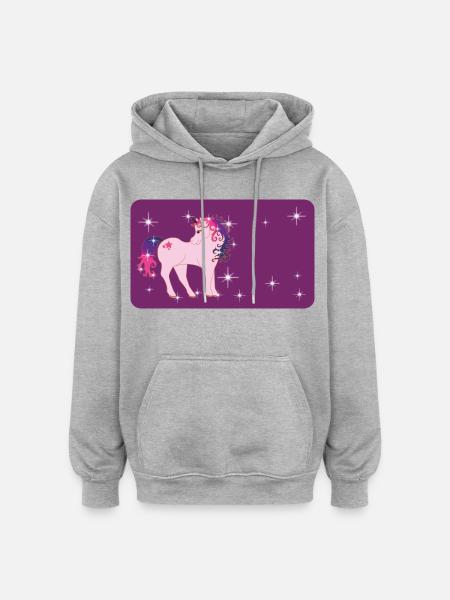 Fantasiayksisarvinen tähdellä - violetti - Unisex oversize huppari - harmaasävyinen
