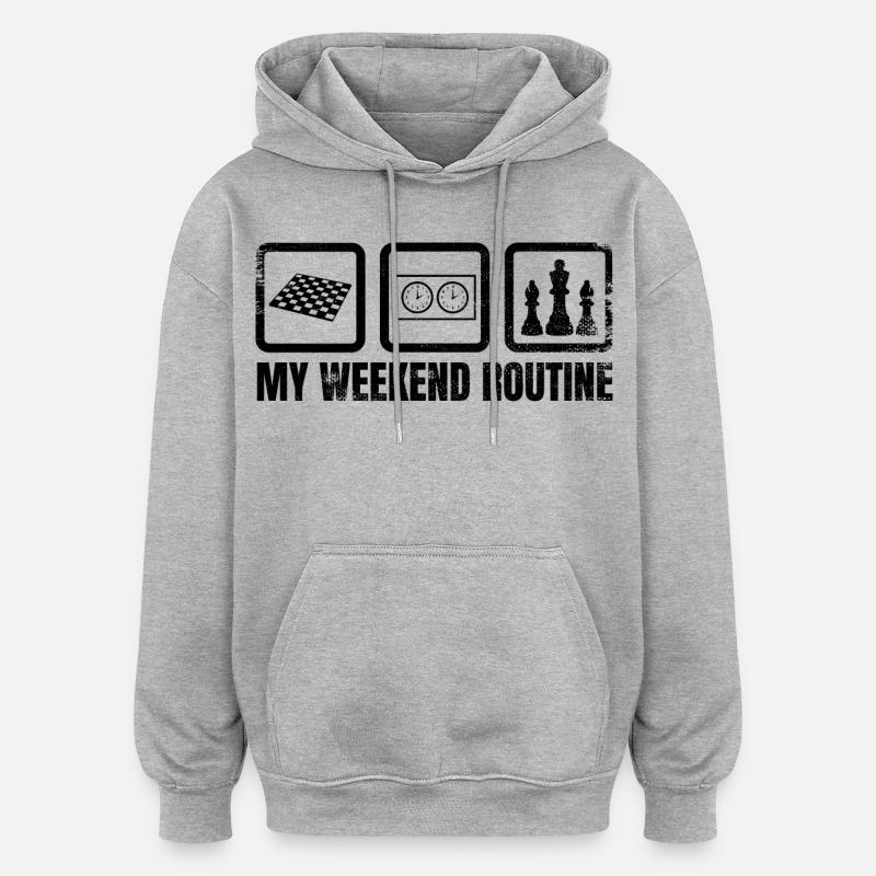 Ma routine du week-end - Sweat à capuche oversize unisexe - gris chiné