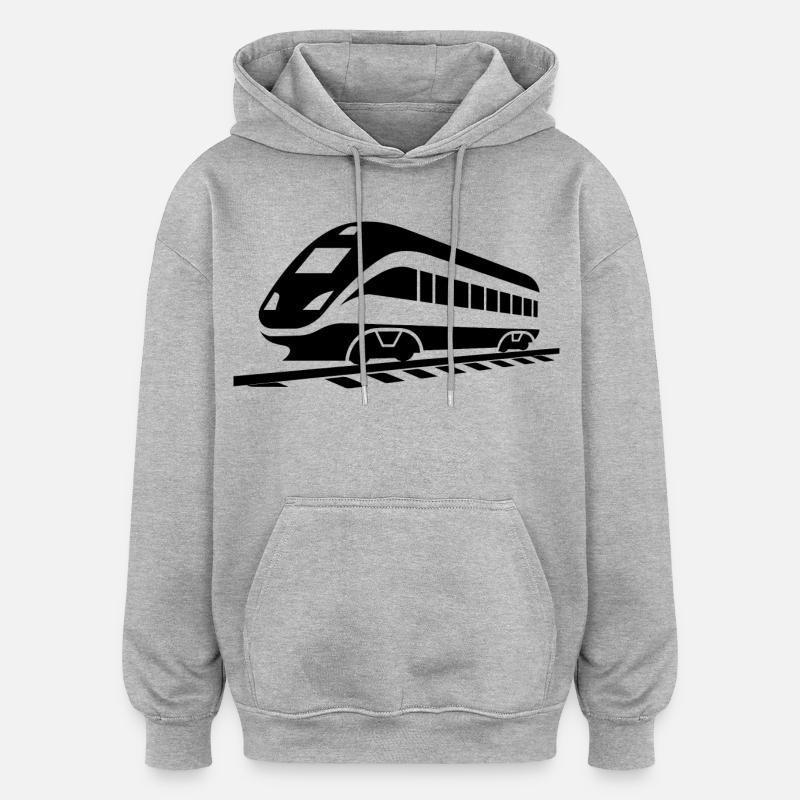 Chemin de fer - Sweat à capuche oversize unisexe - gris chiné