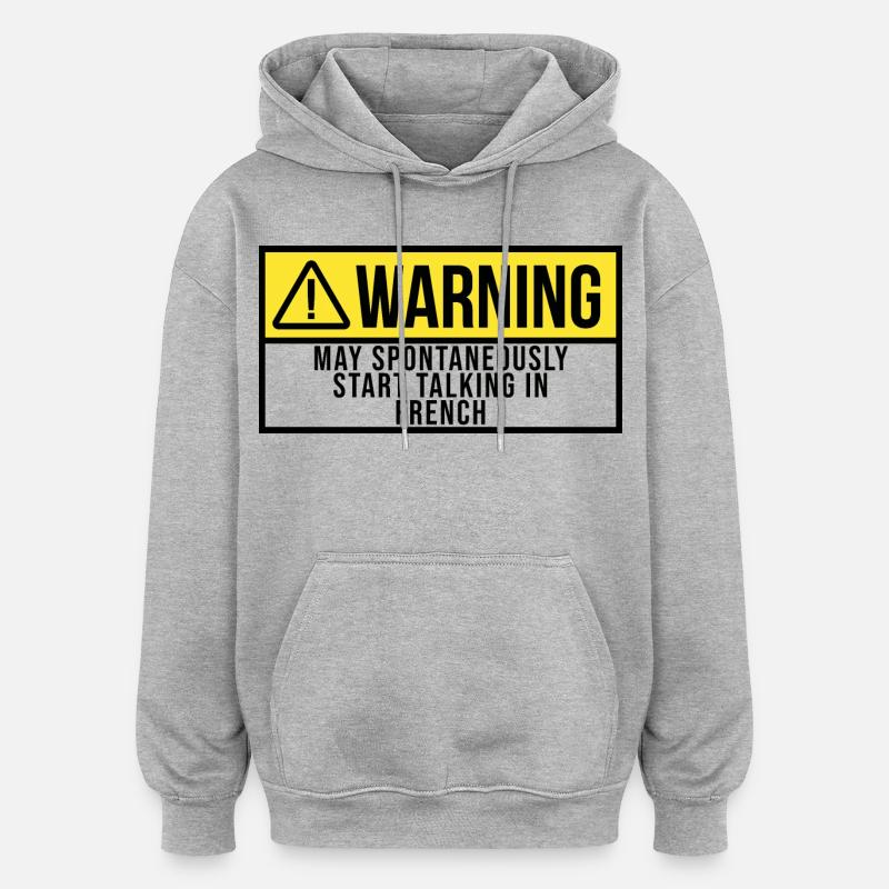 Français - Sweat à capuche oversize unisexe - gris chiné