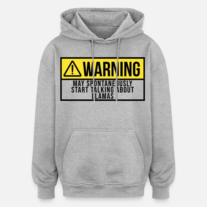 Lama - Sweat à capuche oversize unisexe - gris chiné