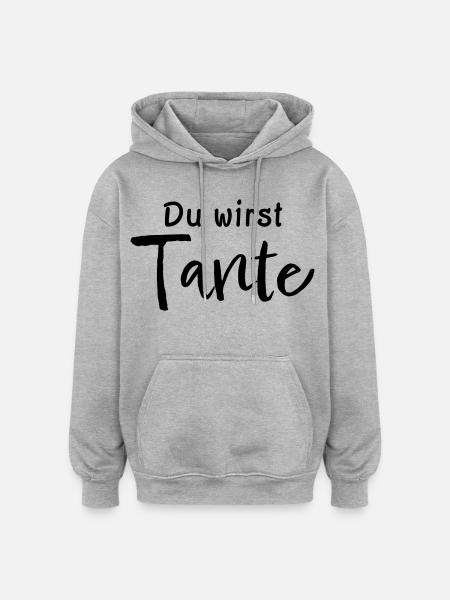 Du wirst Tante - Oversized Unisex Hoodie - Grau meliert