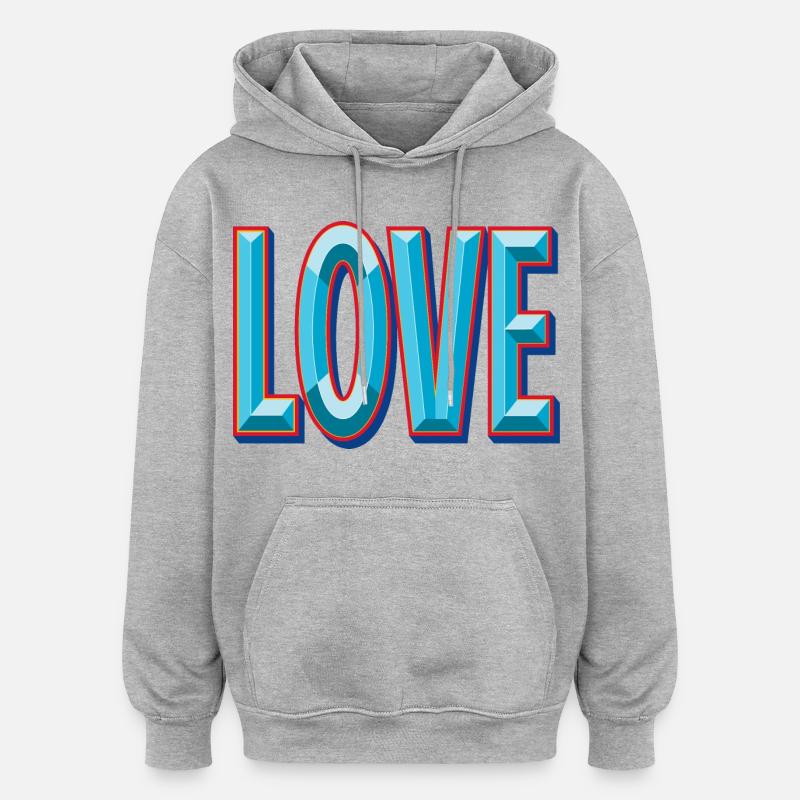 Découpe 3D LOVE - Sweat à capuche oversize unisexe - gris chiné
