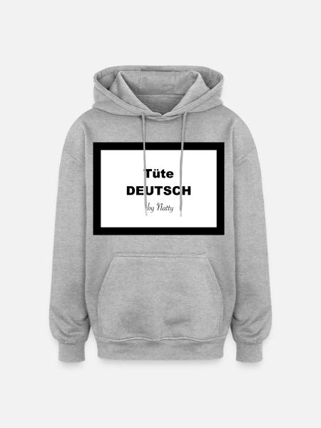 Tüte DEUTSCH - Oversized Unisex Hoodie - Grau meliert