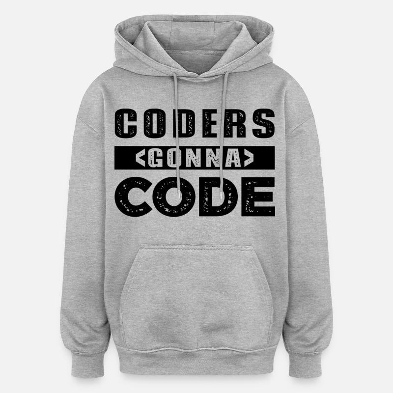 Codeurs qui passent au code - Sweat à capuche oversize unisexe - gris chiné