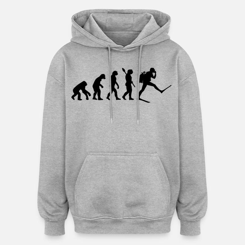 Scuba Diver Lustige menschliche Evolution - Oversized Unisex Hoodie - Grau meliert