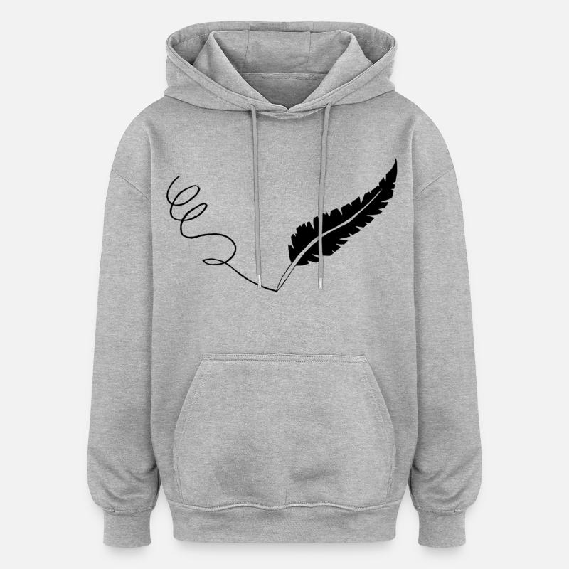 La plume noire - Sweat à capuche oversize unisexe - gris chiné