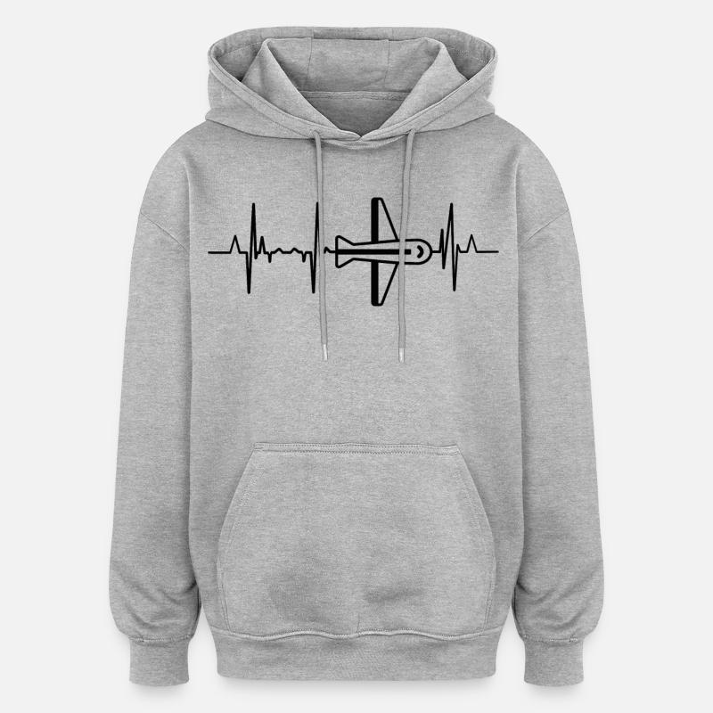 Palpitations cardiaques de l’aviation - Sweat à capuche oversize unisexe - gris chiné